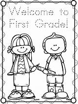Coloring Grade First Kindergarten Welcome School Pages 1st Back Worksheets Preschool Teacher Activities Freebies Color Beginning Certificates Teeny Tiny Para sketch template