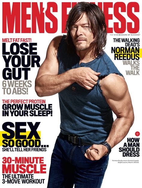 norman reedus reveals secret to his enormous biceps on the cover of men