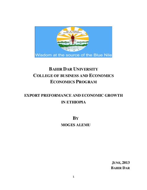 bahir dar university college  business  economics economics