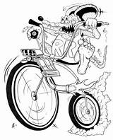 Rat Fink Ape Hanger Drawing Coloring Bicycle Pages Handlebars High Hangers Atop Wheel Character Bike Motorcycle Drawings Cars Characters Board sketch template
