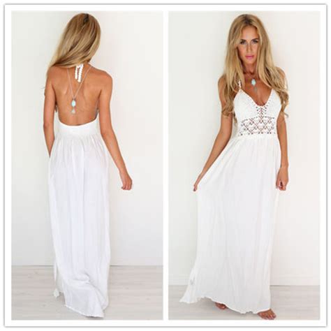 2015 New Arrival Women Sexy Lace Backless Formal Dresses Summer Beach