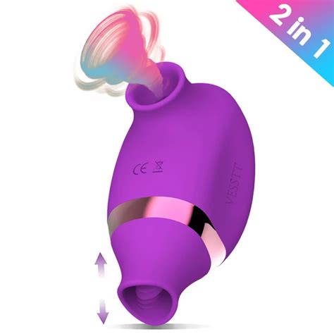 Sucking Licking Vibrator Toy 2 In 1 Tongue Licking And Clitoral Sucking