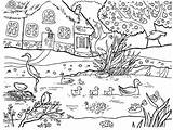 Spring Pond sketch template