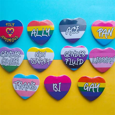 Lgbtq Pride Heart Buttons Handmade