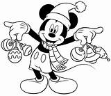 Mickey Christmas Coloring Pages Disney Ornaments Cute Holding Choose Board Drawing Colouring Malvorlagen sketch template