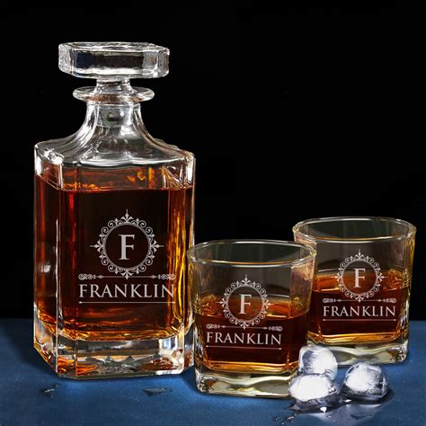 personalized custom whiskey decanter gift set