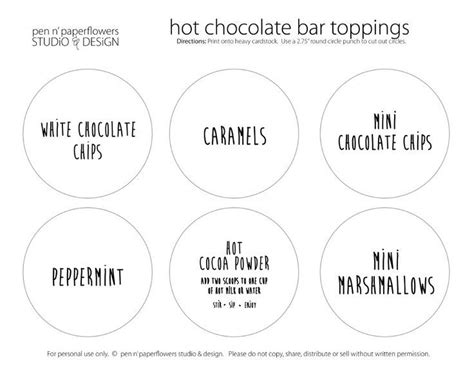 hot cocoa labels hot cocoa bar topping labels simple edition