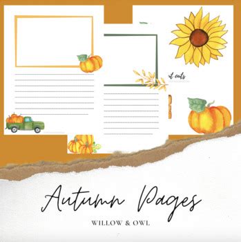 autumn journaling pages cutouts  willow  owl tpt