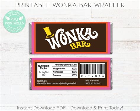 wonka bar template printable  printable