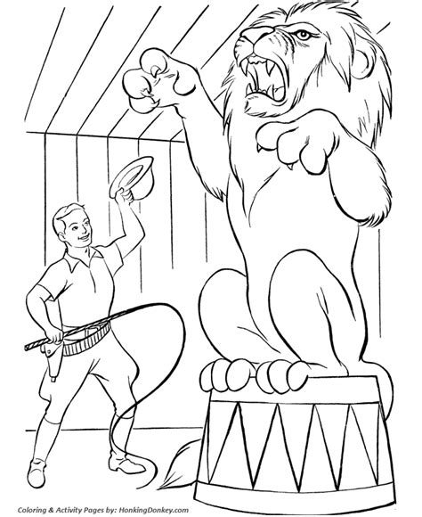 circus animal coloring pages printable performing circus lion trainer
