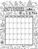 Calendar Coloring October Printable Pages Kids Woojr Printables Calender Print Monthly Oct Colouring Children Halloween Calendars September December 2021 Woo sketch template