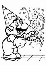 Mario Coloring Pages Super Kids Celebrate sketch template