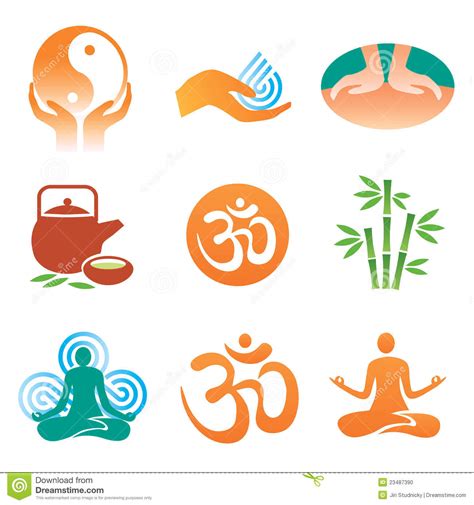 massage spa yoga icons stock vector illustration of meditation 23487390