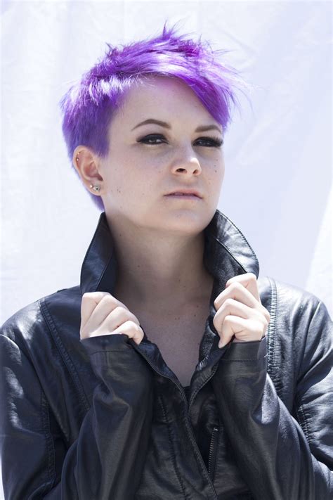 purple hair and leather jacket short hair styles 2016 cute