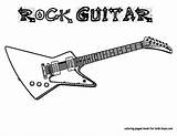 Guitar Coloring Pages Electric Rock Kids Guitars Printable Colouring Roll Book Cool Print Instrument Musical Clipart Templates Outline Adult Instruments sketch template