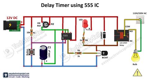 time delay relay circuit   timer ic electronics projects