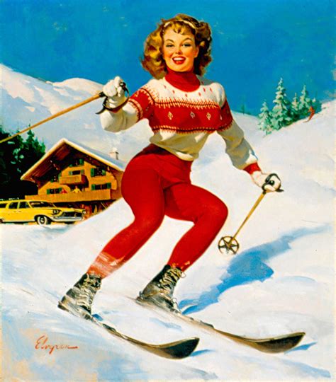 Theme Winter Sports Pin Up Girls Vintage Pin Up