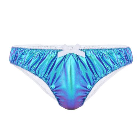 mens sissy briefs panties underwear shiny metallic string bikinis