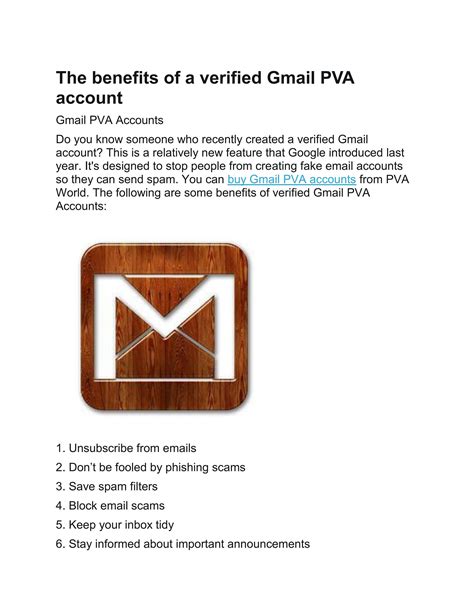 benefits  verified gmail pva accounts  pva world issuu