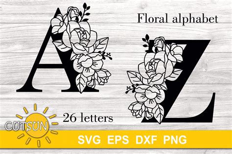 floral alphabet svg  letters monogram svg   cut files design bundles