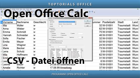 csv datei importieren oeffnen openoffice calc toptorials