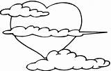 Coloring Pages Clipart Cloud Heart Clouds Printable Rain Hearts Cloudy Colouring Sun Big Cliparts Clip Color Flames Mosaic Cartoon Library sketch template