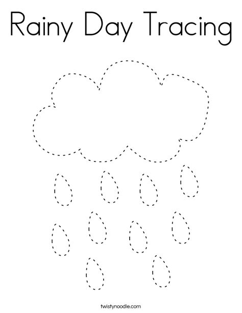 rainy day tracing coloring page twisty noodle