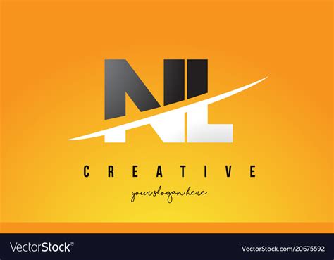 nl   letter modern logo design  yellow vector image