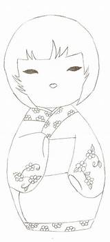 Kokeshi Japonaise Becassine Boneca Poupee Poupée Poupées Riscos Déco Japonais Benn Escolha Pasta sketch template