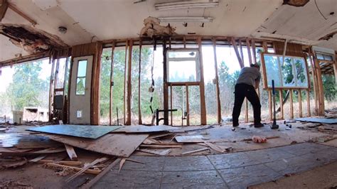 tear  full time lapse  mobile home demolition youtube