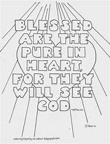 Coloring Pages Pure Heart Blessed Matthew Beatitudes Kids Bible Verse School Sunday Sheets Printable Crafts Colouring Coloringpagesbymradron Adult Adron God sketch template