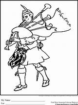 Bagpipes Kilt Piper Scottish Colouring sketch template