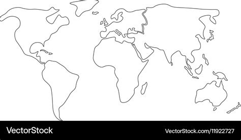 simplified world map divided  continents simple vector image  xxx