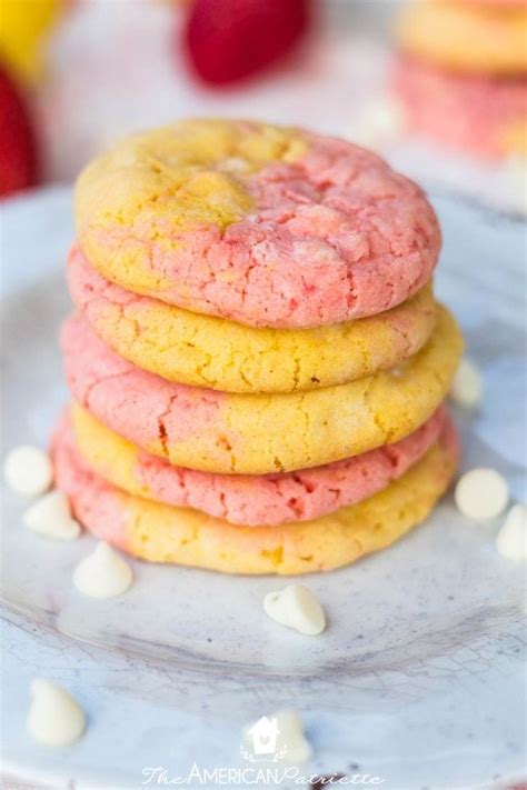 chewy strawberry lemonade cake mix cookies recipe