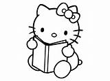 Kitty Hello Reading Coloring sketch template