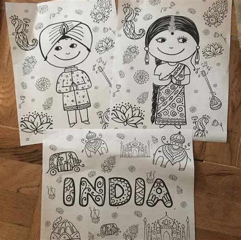 indian printable coloring pages  bindis  bottles
