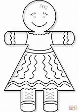 Gingerbread Girl Coloring Printable Template Pages Woman Drawing Supercoloring Source Paper Click sketch template