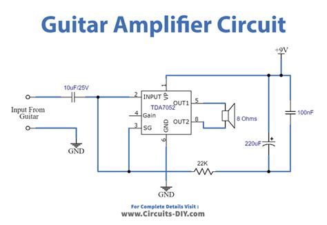 simple guitar amplifier circuit  tda diy