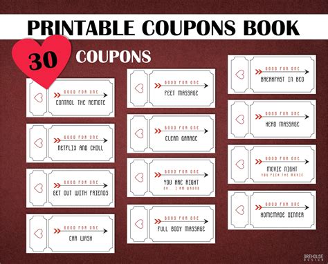 printable love coupons for him romantic and sex coupons book etsy