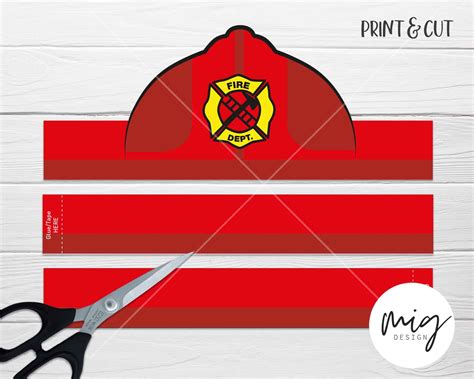 fireman hat paper crown color   printable party etsy