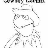 Kermit Coloring Frog Pages Cowboy Texas Muppets Show sketch template