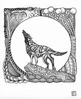 Bilder Ausmalen Zentangle Mandalas Wolves Erwachsene Sammlung sketch template