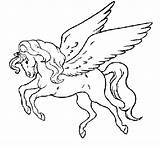 Pegasus Flying Coloring Colored Unicorn Tattoo Simple Lineart Coloringcrew Tattooimages Biz Book sketch template