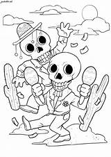Muertos Colorare Squelettes Skeletons Adulti Malbuch Dansants Dansent Erwachsene Joyeux Deux Justcolor Coloriages sketch template