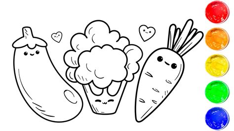 cute food vegetables coloring pages coloring cute food youtube