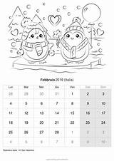 Febbraio Calendario sketch template