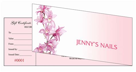 gift certificate pedicure template word printable nail salon gift