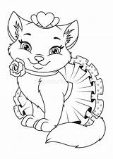 Prinsessa Kitty Prinzessin Katze Farbtonseite Illustrationen Vektoren sketch template