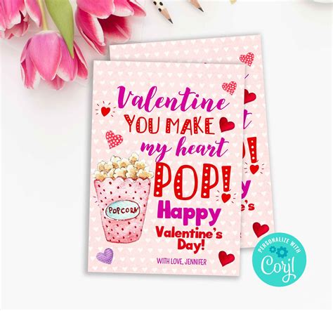 heart pop popcorn valentine printable favor etsy