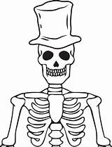 Skeleton Coloring Pages Kids Halloween Printable Drawing Human Skeletons Easy Skeletal System Print Draw Template Hat Skull Axial Wearing Color sketch template